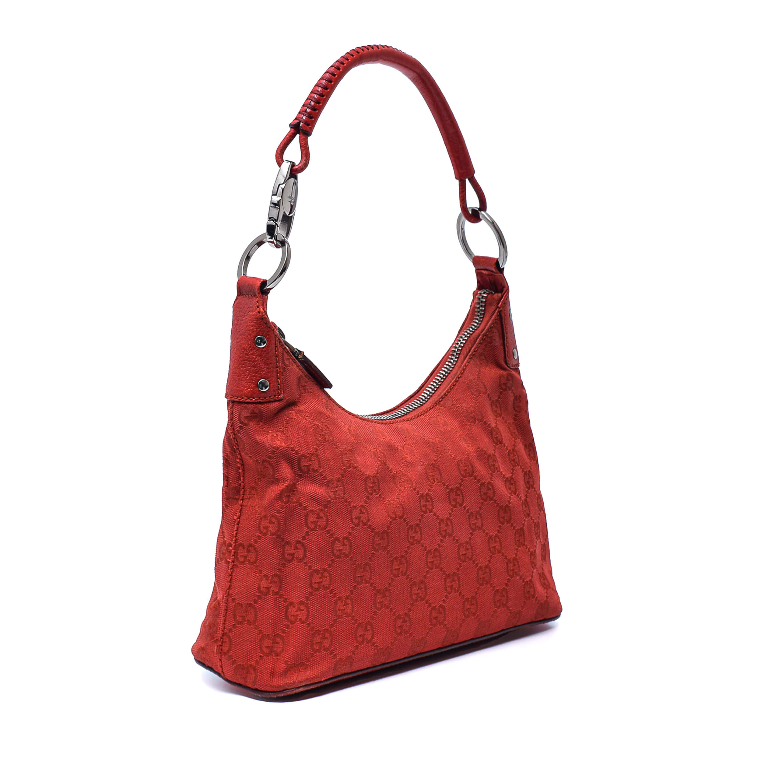 Gucci - Red GG Supreme Canvas Small Hobo Bag